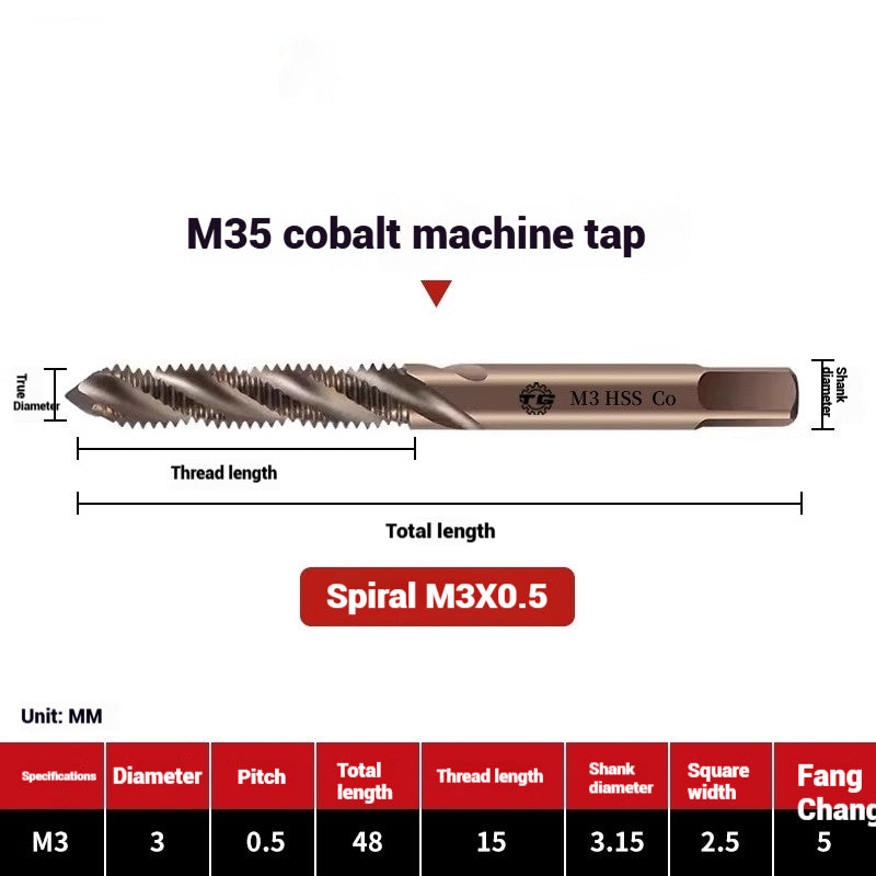 1104-M35 Cobalt straight flute tap machine tapping stainless steel special high-speed steel tapping coarse teeth spiral apex Shandong Denso Pricision Tools Co.,Ltd.